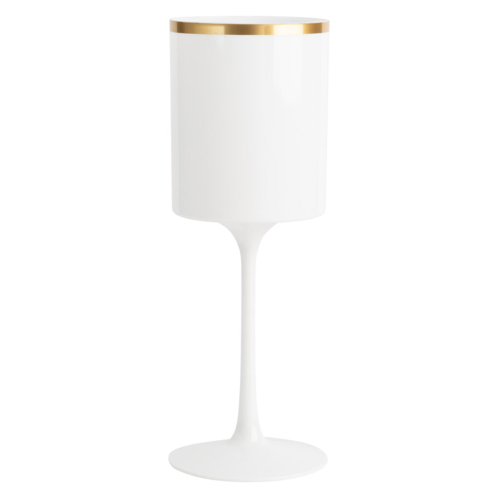 Square Wine Glass 14oz White/Gold Rim