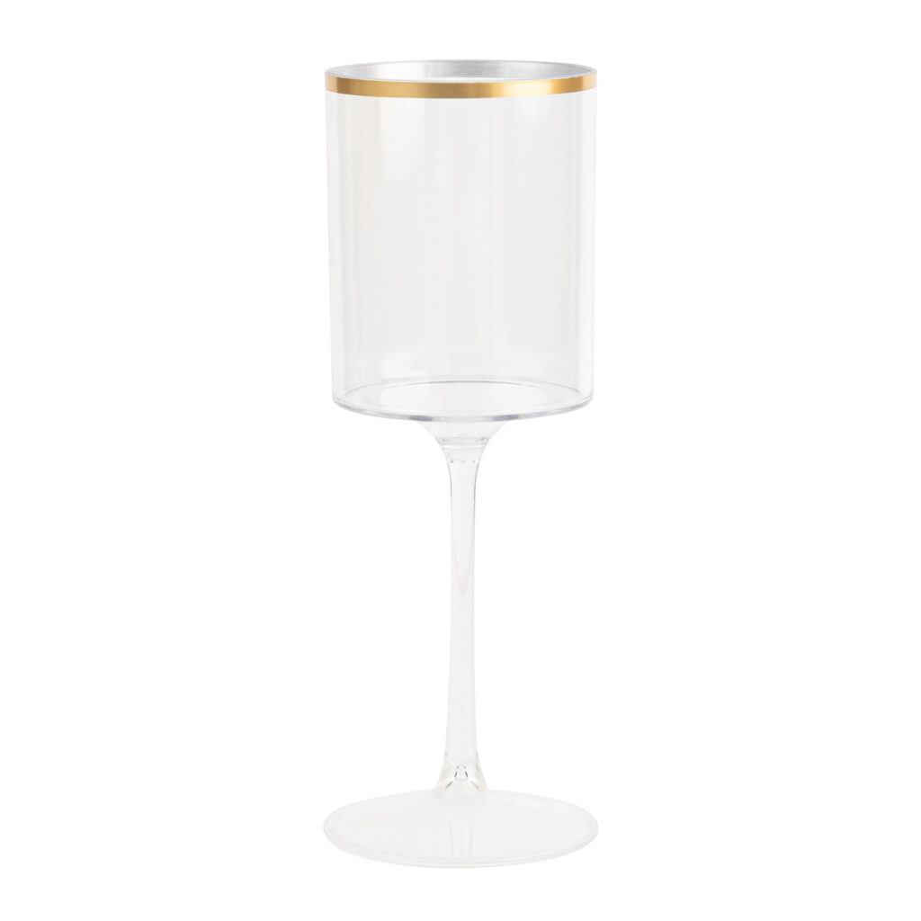 Square Wine Glass 9oz Clear/Gold Rim