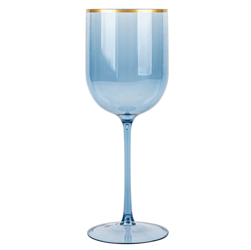 Wine Glasses Blue Gold Rim (5 Count)