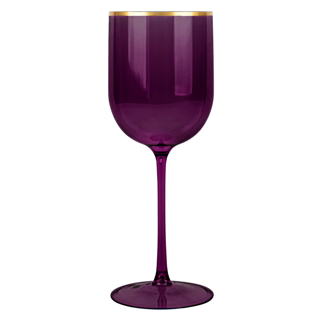 Wine Glasses purple Gold Rim