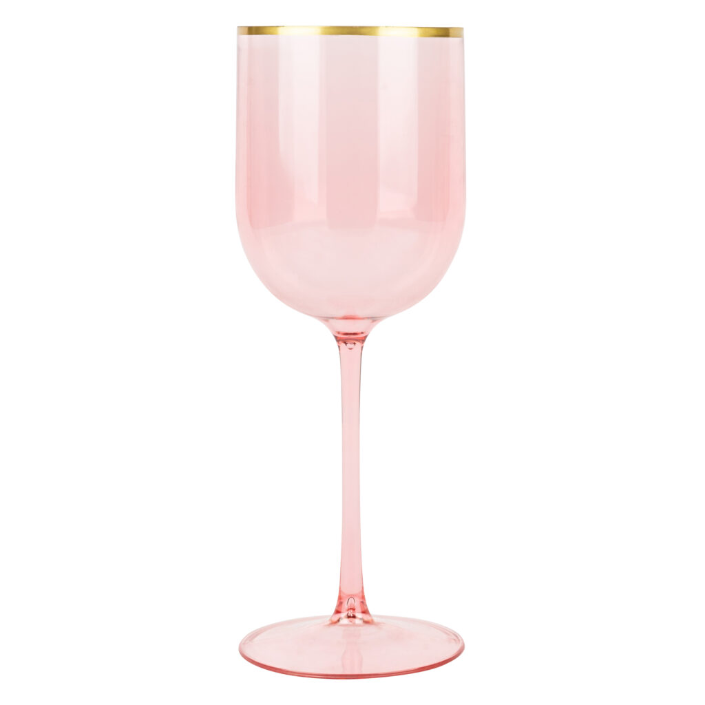 Wine Glasses Pink Gold Rim (5 Count)