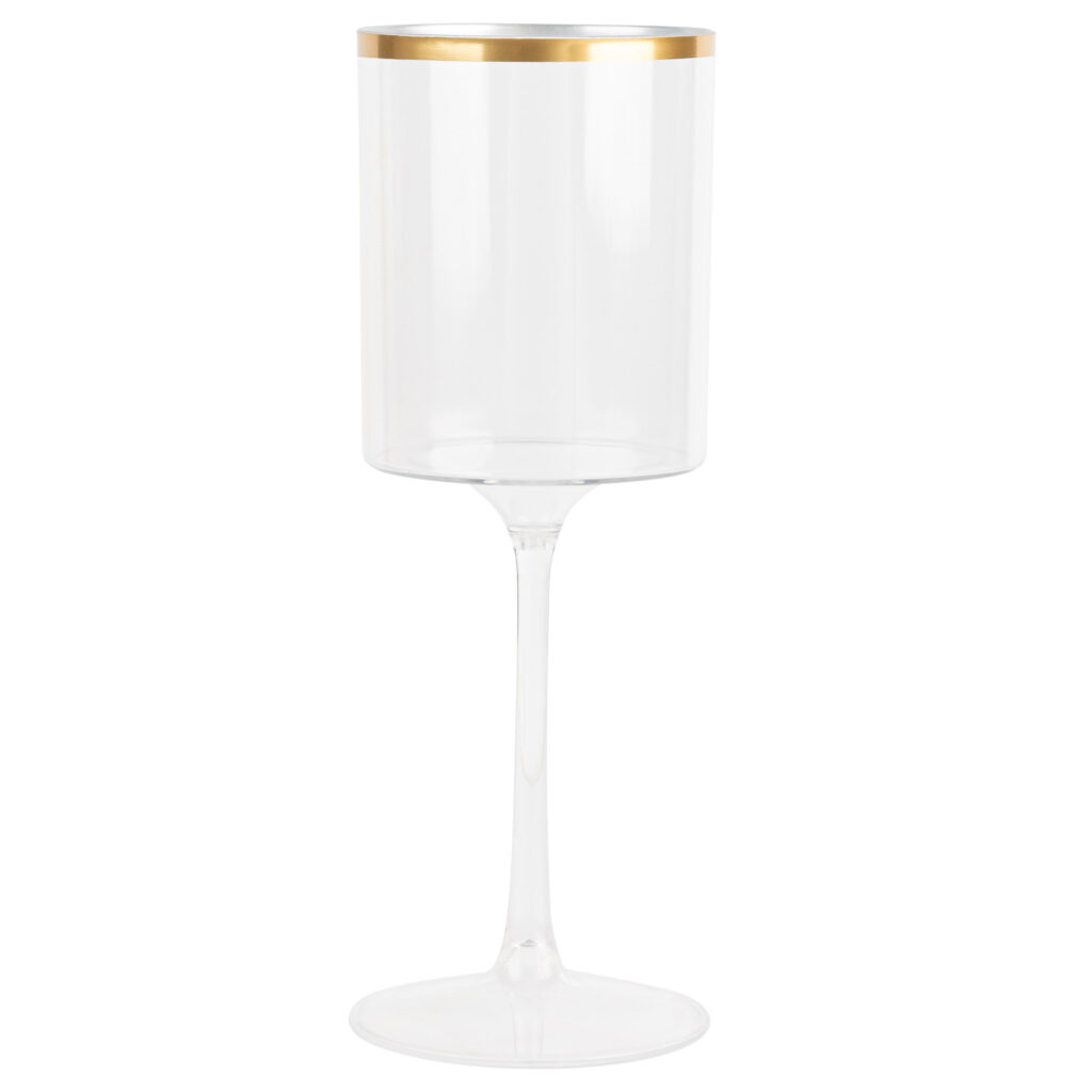 Square Wine Glass 14oz Clear/Gold Rim